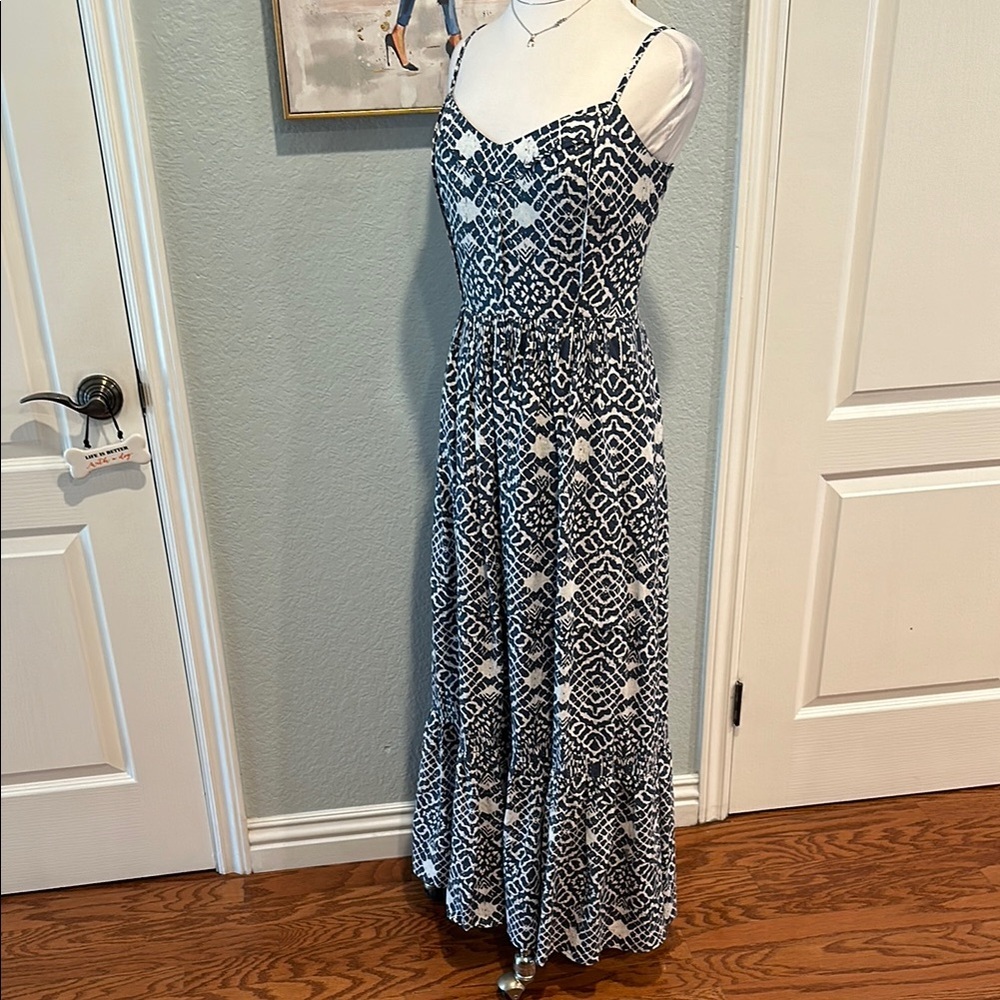 Betsey Johnson Sz 6 Blue/White Maxi Dress - Picture 8 of 13
